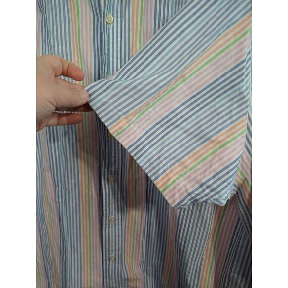 Cremieux Men's 3XB Candied Striped Collared Short Sleeve Pocket Shirt - Picture 5 of 9